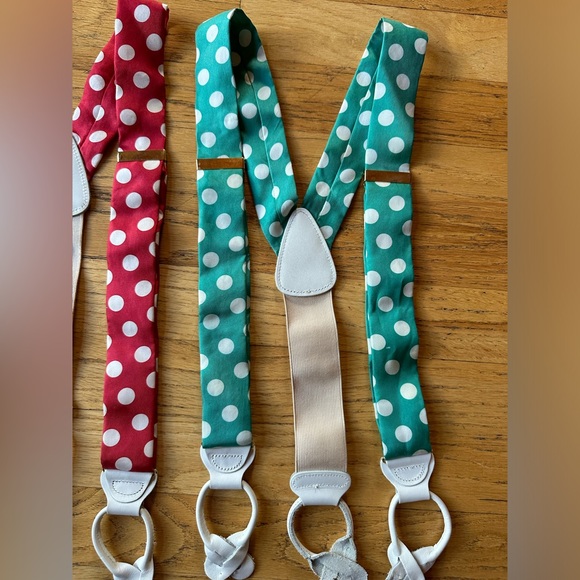 Trafalgar suspenders matching green and red polka dot adjustable - Picture 5 of 8